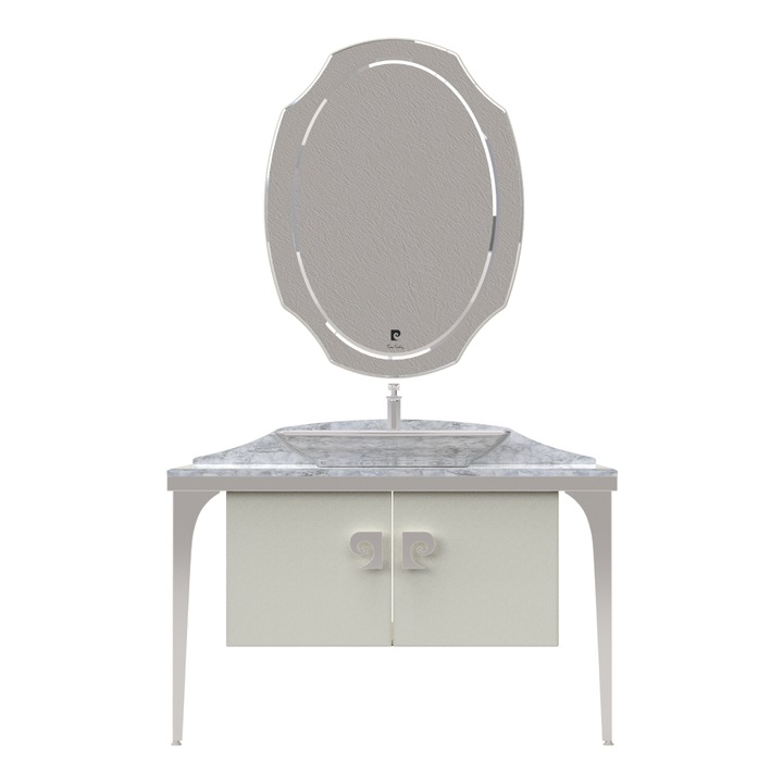 Комплект мебели за баня Pierre Cardin Venus, 3 части, сребристо-бял, 120 см