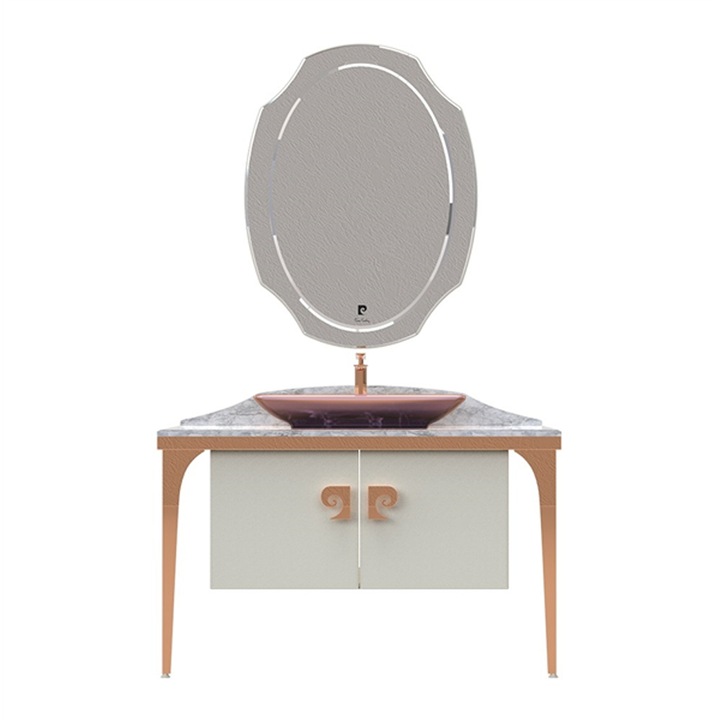 Комплект мебели за баня Pierre Cardin Venus, 3 части, бяло-меден, 120 см