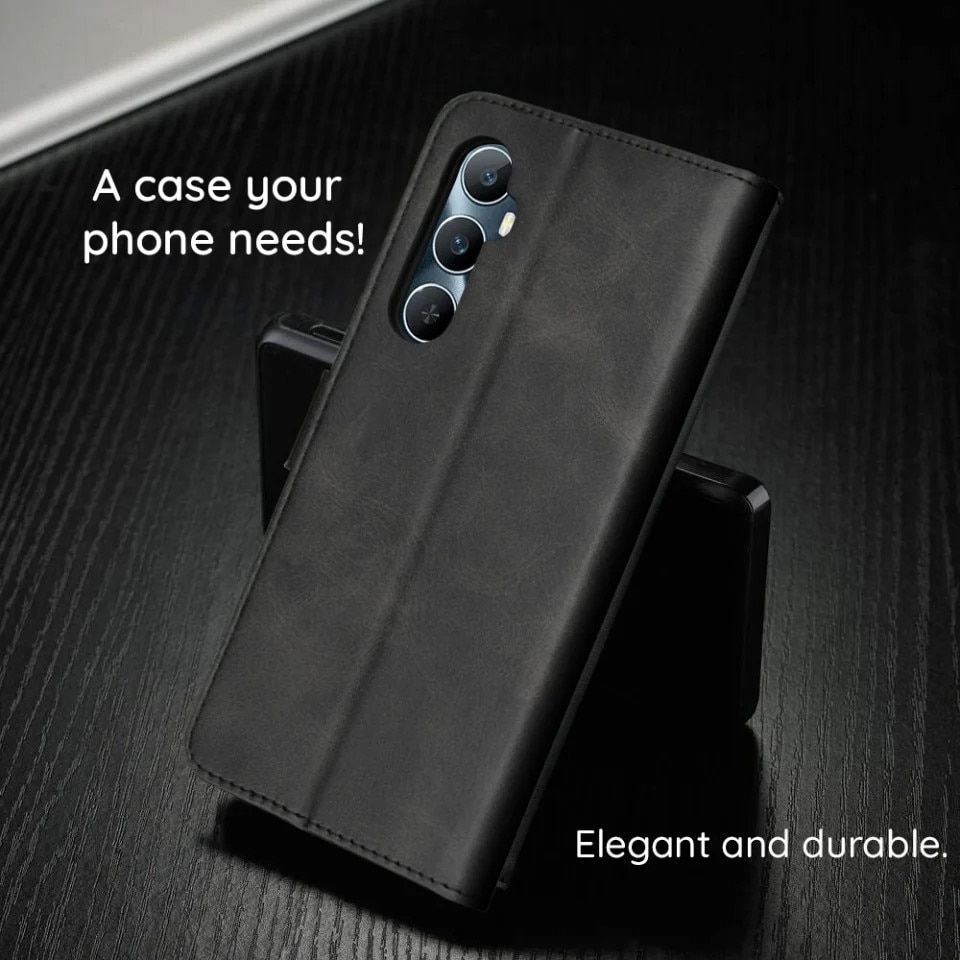 Husa pentru Xiaomi Redmi 15 5G / Redmi 15 4G, SKYDDAR INNOVATION, Diary Book, tip carte cu Portofel Interior, Antisoc, set cu sticker, Negru