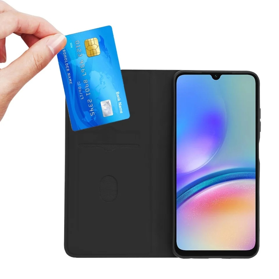 Husa pentru Motorola Moto G05 / Moto E15, SKYDDAR INNOVATION, Magskin Book, tip Carte cu Portofel Interior, set cu sticker, Negru