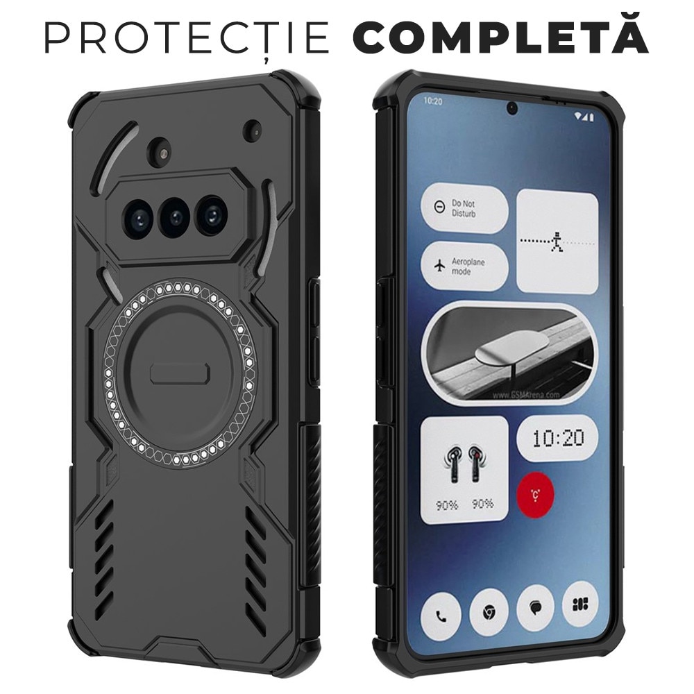 Husa pentru Nothing Phone (3a) ArmorMag, Magsafe, Antisoc, Calitate Premium, Protectie Superioara, DaDen, Negru