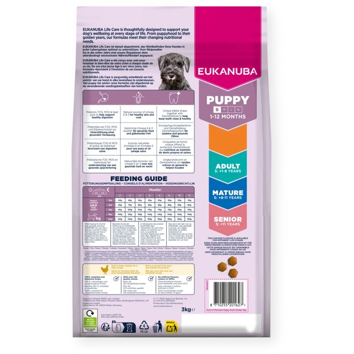 Hrana uscata EUKANUBA pentru caini, Puppy Small Breed, cu pui proaspat, 3 KG