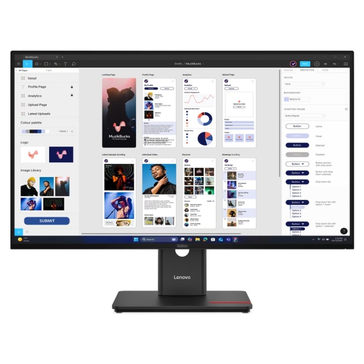Monitor IPS LED Lenovo ThinkVision 31.5" T32UD-40, UHD 3840x2160, HDMI, DisplayPort, Pivot, 4 ms Fekete