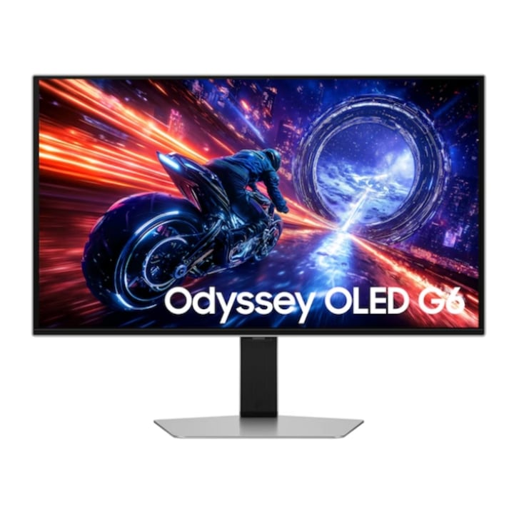 Samsung 27" OLED gamer monitor S27FG602SU, QHD 2560 x 1440, HDMI, DisplayPort, Pivot, 500 Hz, 0,03 ms, ezüst