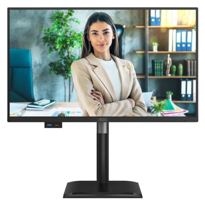 Monitor IPS LED AOC 23.8" 24P4U, Full HD 1920 x 1080, VGA, HDMI, DisplayPort, Hangszórók, Pivot, 120 Hz, 4 ms Fekete
