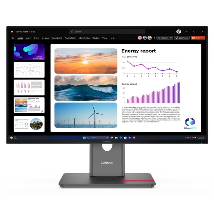Monitor IPS LED Lenovo ThinkVision 23.8" P24q-40, QHD 2560 x 1440, HDMI, DisplayPort, Pivot Fekete