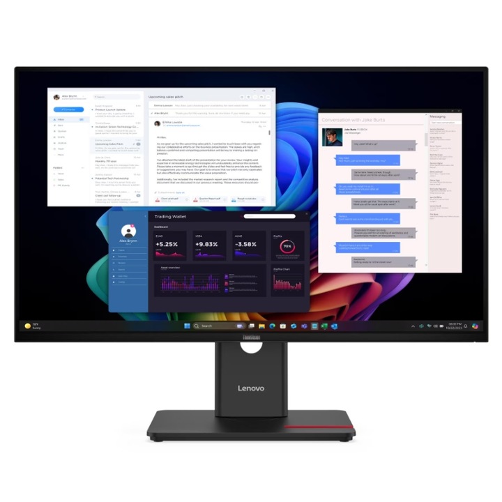 Monitor IPS LED Lenovo ThinkVision 27" T27UD-40, UHD 3840 x 2160, HDMI, DisplayPort, Pivot, 0.4 ms Fekete