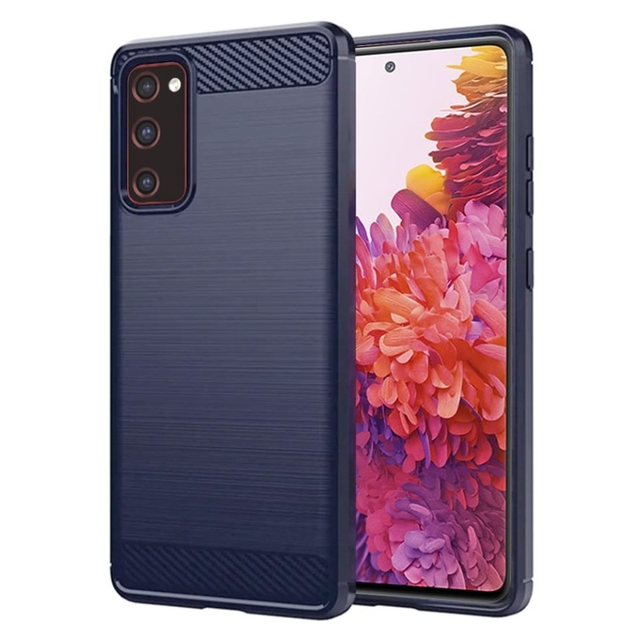 Husă pentru Samsung Galaxy S20 FE, SKYDDAR INNOVATION, silicon carbon, set cu sticker, albastru