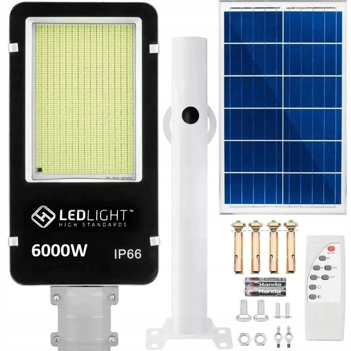 Lampă stradală Azaris, 6000W, 1200 LED-uri, alb, set complet