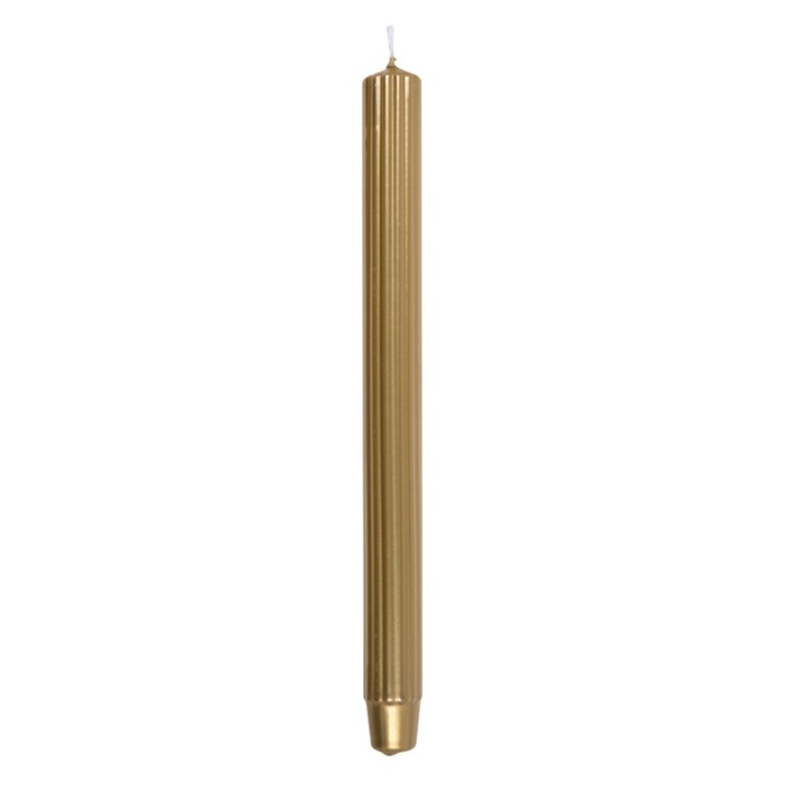 Lumanari Cu Dungi, Pentru Cina, Lacuite, 25 X 300mm, 4 Buc/set, Donau Home - Aurii
