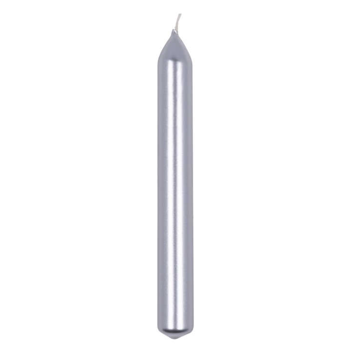Lumanari Pentru Cina, Lacuite, 20 X 170mm, 10 Buc/set, Donau Home - Argintii