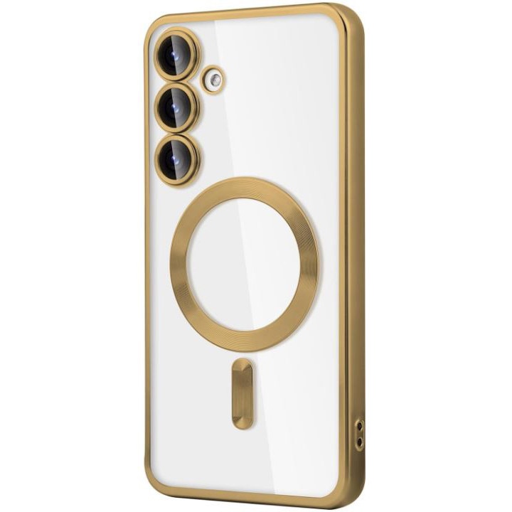 Husa compatibila cu Samsung Galaxy A54, Magsafe, Protectie Camera, Rezistent la socuri, Margine Auriu, TSS
