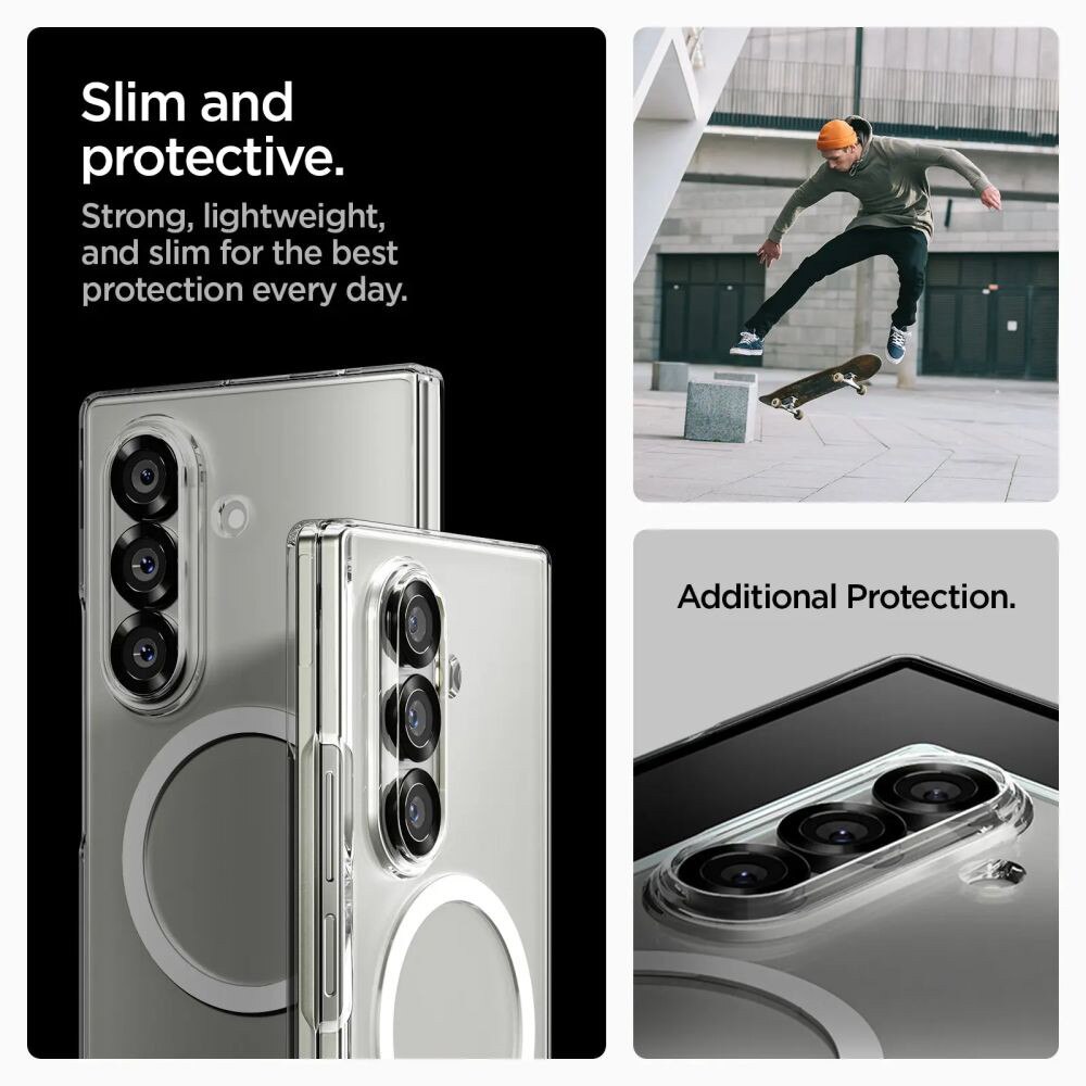 Husa Protectie Compatibila cu Air Skin MagSafe (ACS09545), Spigen, Samsung Galaxy Z Fold7 - Crystal Clear / White