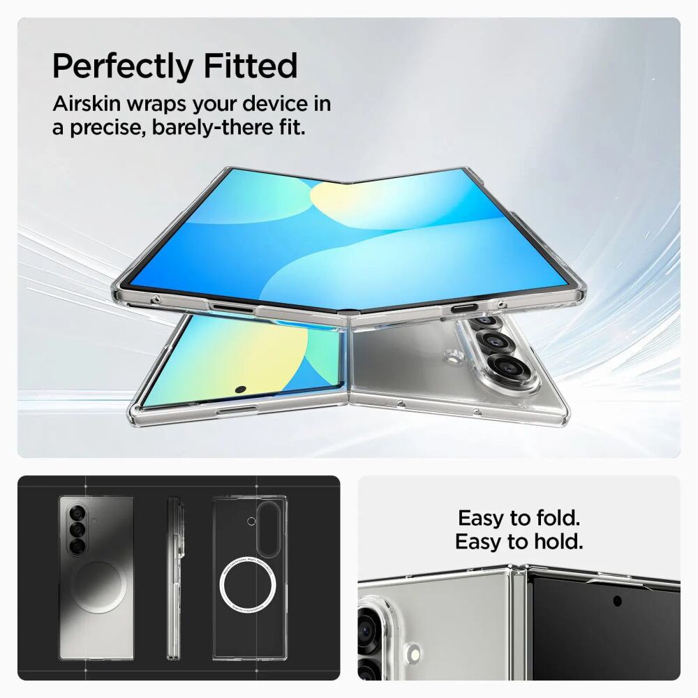 Husa Protectie Compatibila cu Air Skin MagSafe (ACS09545), Spigen, Samsung Galaxy Z Fold7 - Crystal Clear / White