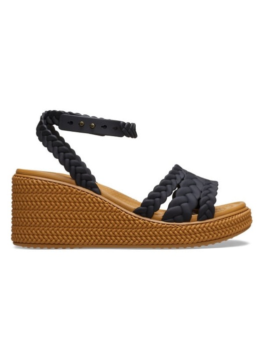 Crocs Brooklyn szövött bokapántos éksarok szandál, Fekete