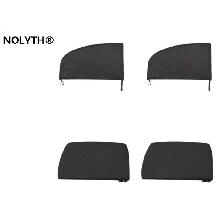 Set 4 parasolare auto, protectie UV, termoizolante, 125x57cm, Negru