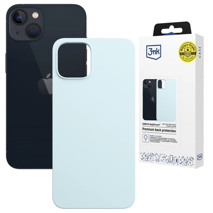 Carcasa 3mk Hardy MagSilicone compatibila cu iPhone 15 Plus, Blue