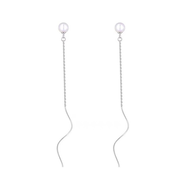 Cercei de dama CK, perle sintetice, cercei simpli, cercei cu pandantiv, 7cm