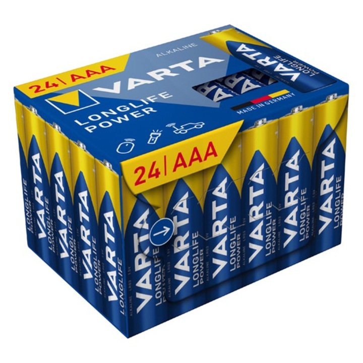 Varta longlife power tartós elem, aaa, lr03, 1.5v, alkáli, 24db/csomag
