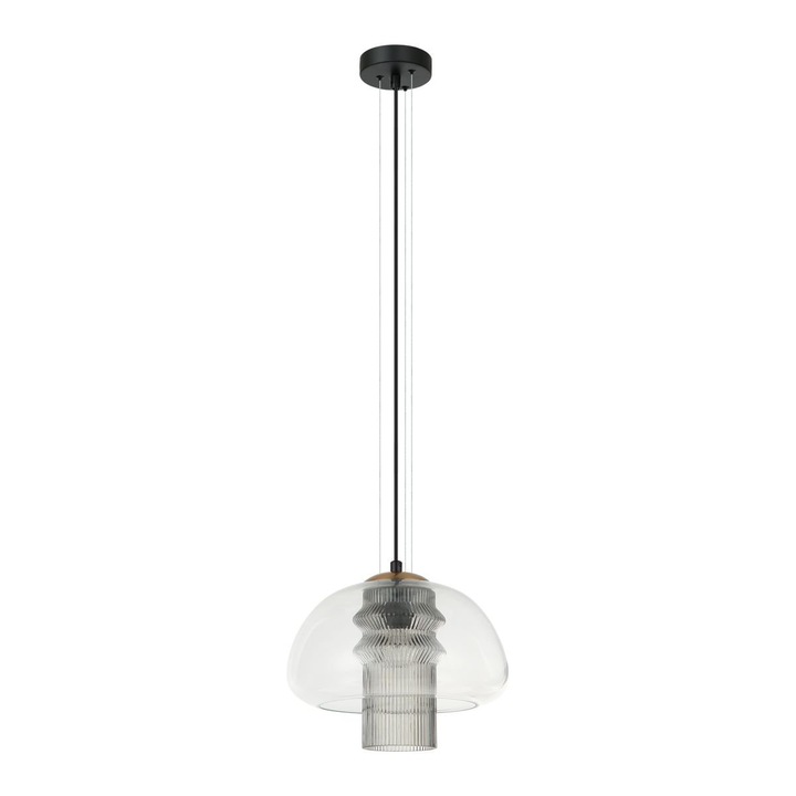 Pendul Italux, FEDER PND-61001C-BK, E27, Negru, Transparent