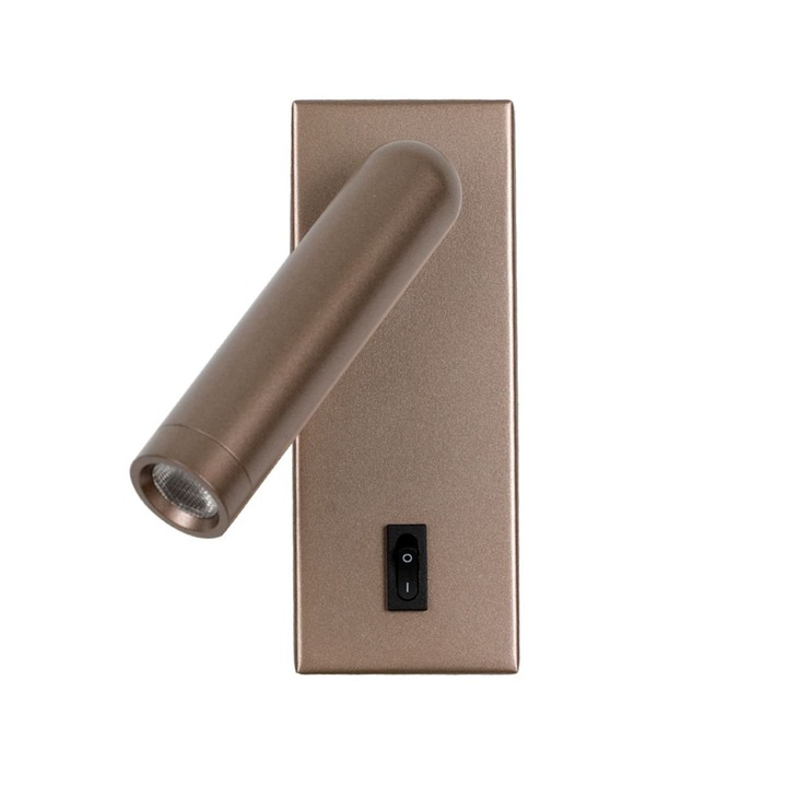 LED fali lámpa 2,5W reflektorral és kapcsolóval NOVA WL-46376-1-CF, Italux, barna színű, 14x9cm, komplett szett