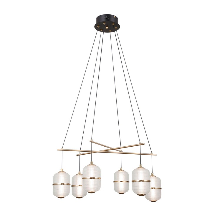 32W ALANI LED висяща лампа, матово черно и златно, регулируеми размери, 2496 лумена