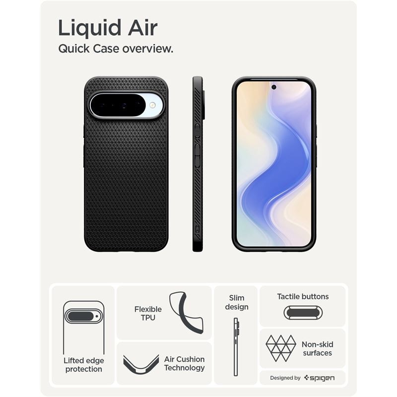 Carcasa Spigen Liquid Air compatibila cu Google Pixel 10/10 Pro, Matte Black