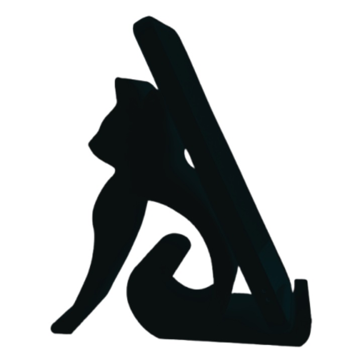 Decoratiune suport telefon haios model pisica, culoare negru, universal, material bioplastic, tiparit 3D