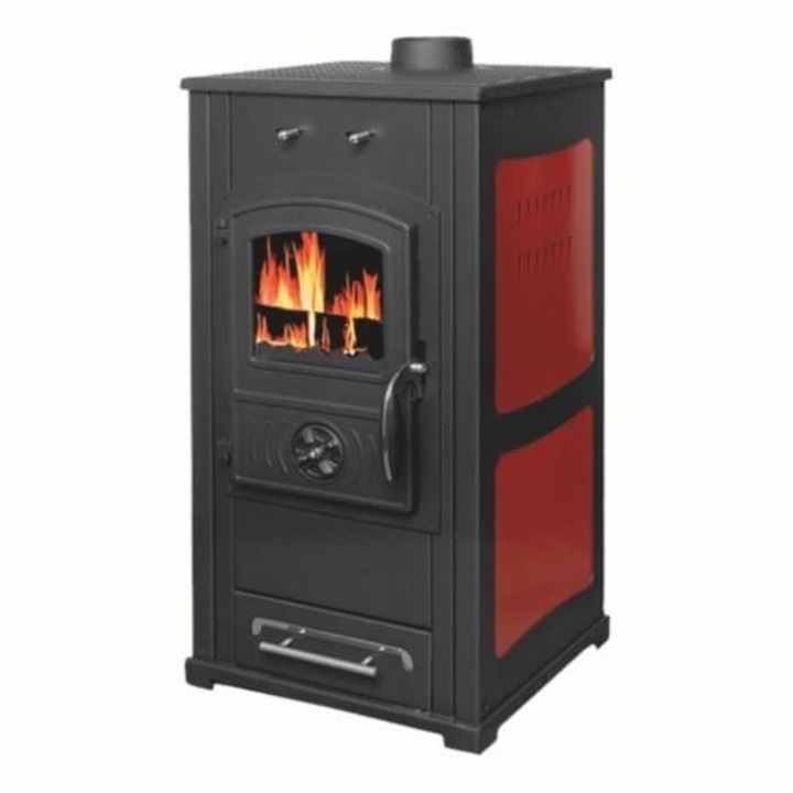 Soba pe lemn Termax Bunica, 8.45 kW, randament 80.36%, 55 m², Bordo