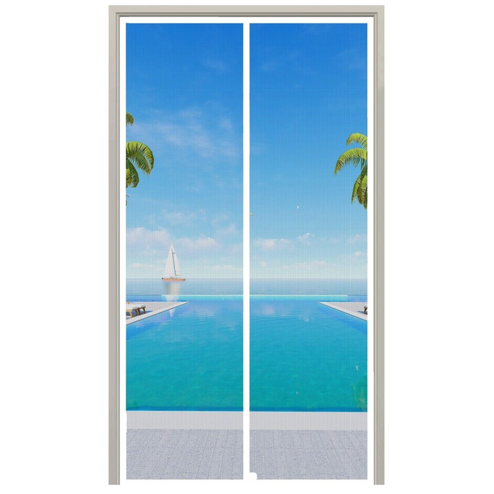 Moskitiera magnetica Homearda pentru usi balcon, 90x210cm, alb, 32 magneti, montaj simplu