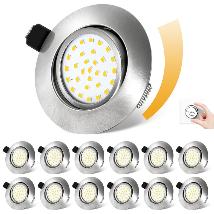 Set 12 Spoturi LED Sufitowe 5W 600LM Scurte, Scurte, Argintii, 25mm
