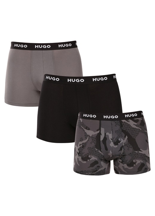 Set 3 boxeri barbati 50532559, HUGO, Bumbac/Elastan, Gri/Negru
