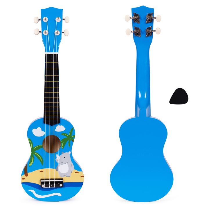 Детска китара, найлон, синя, 17.5x6x53см, ECOTOYS