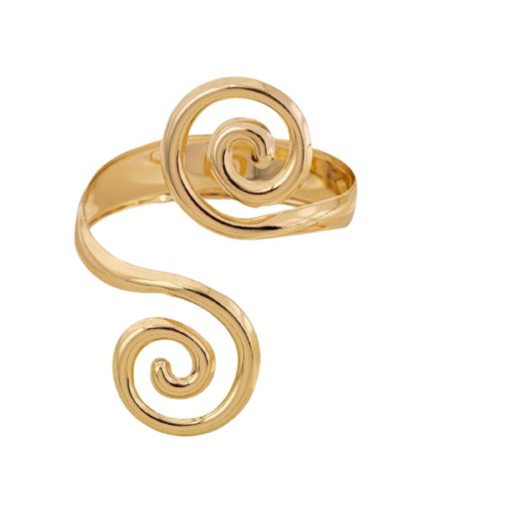 Bratara deschisa spirala aurie, metal, design elegant, ajustabil