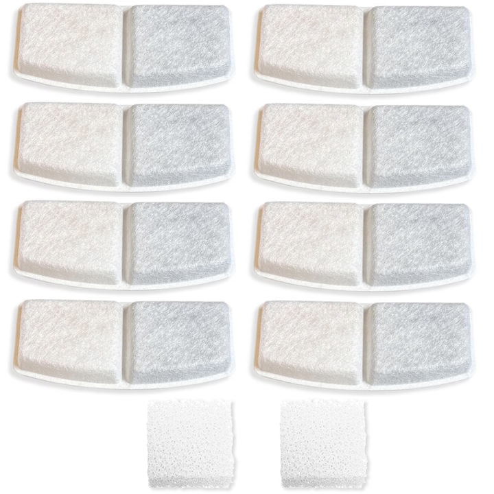 Set 8 filtre de rezerva pentru 2.6L dispenser de apa, tip adapator fantana pentru pisici si caini, 10x4.5 cm, Alb