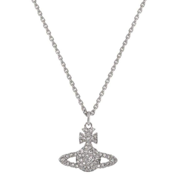 Vivienne Westwood medál, fehér kristályok, ezüstszínű, állítható