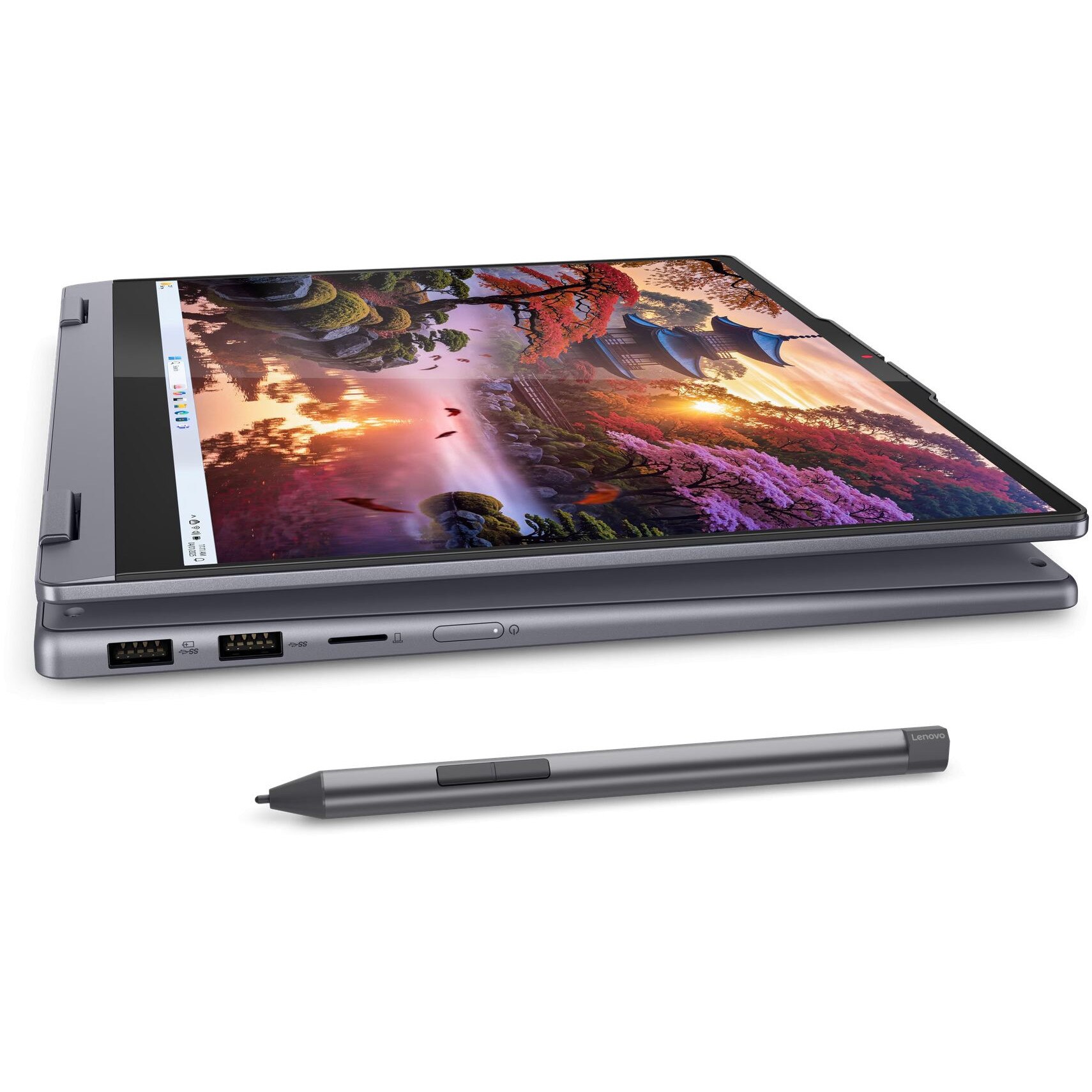 Laptop Lenovo IdeaPad 5 2-in-1 14AKP10, 83KT001ABM, 14", AMD Ryzen AI 5 340 (6-core), AMD Radeon 840M Graphics, 16GB 7500MHz LPDDR5x, Gri