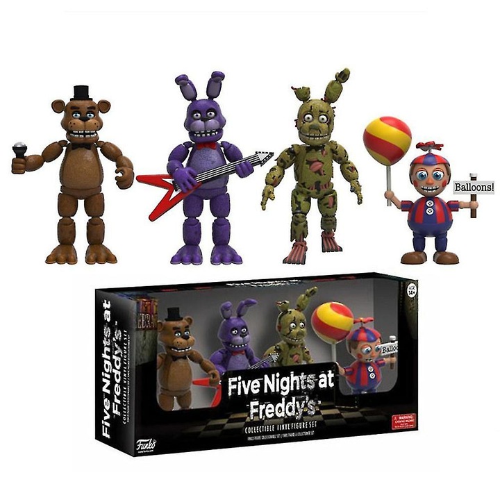 Five Nights At Freddy's 4 darabos figurakészlet, animatronikus, műanyag, sokszínű