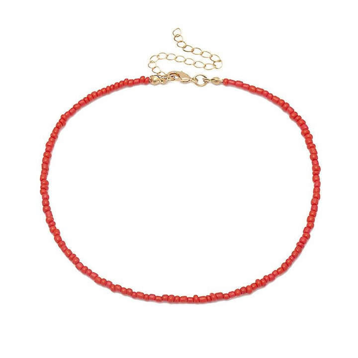 Colier perle, design elegant, rosu