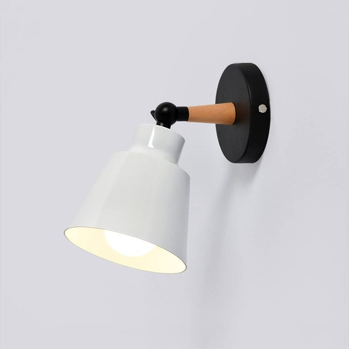 Veioza metalica alba cu unghi ajustabil, E27, pentru dormitor, birou, baie