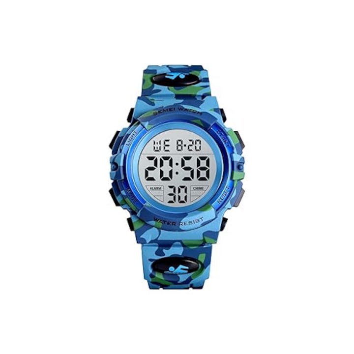 Ceas copii digital sportiv impermeabil, model D qd, 100FT/30M, cu alarma, pentru baieti si fete