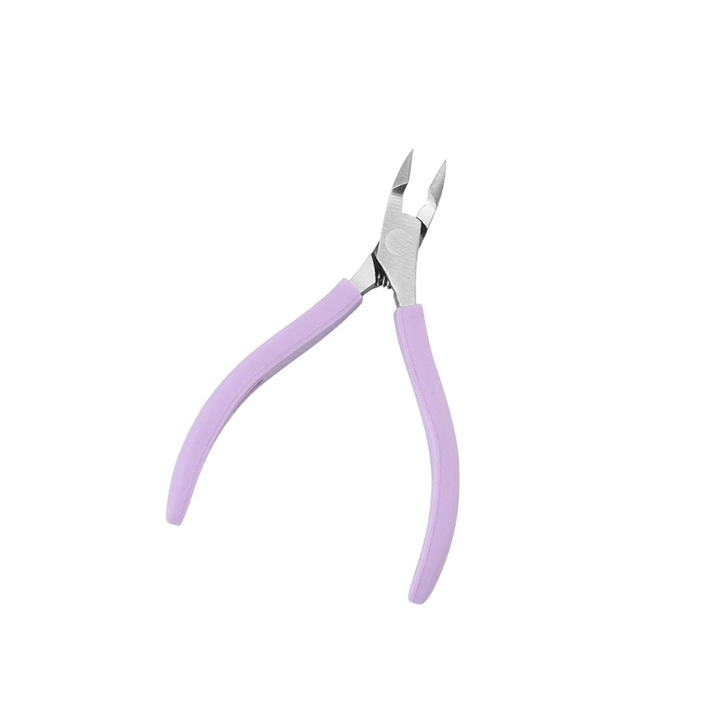 Cutter pentru cuticule din inox, 11x6.8cm, maner din silicon antiderapant, set 1 bucata, mov