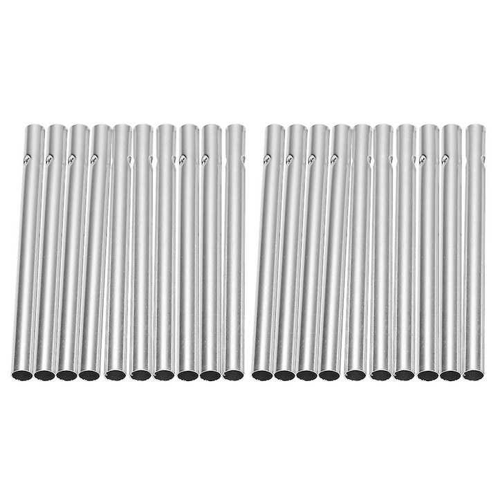 Set 20 tuburi clopotei de vant, argintii, 9x0.6cm
