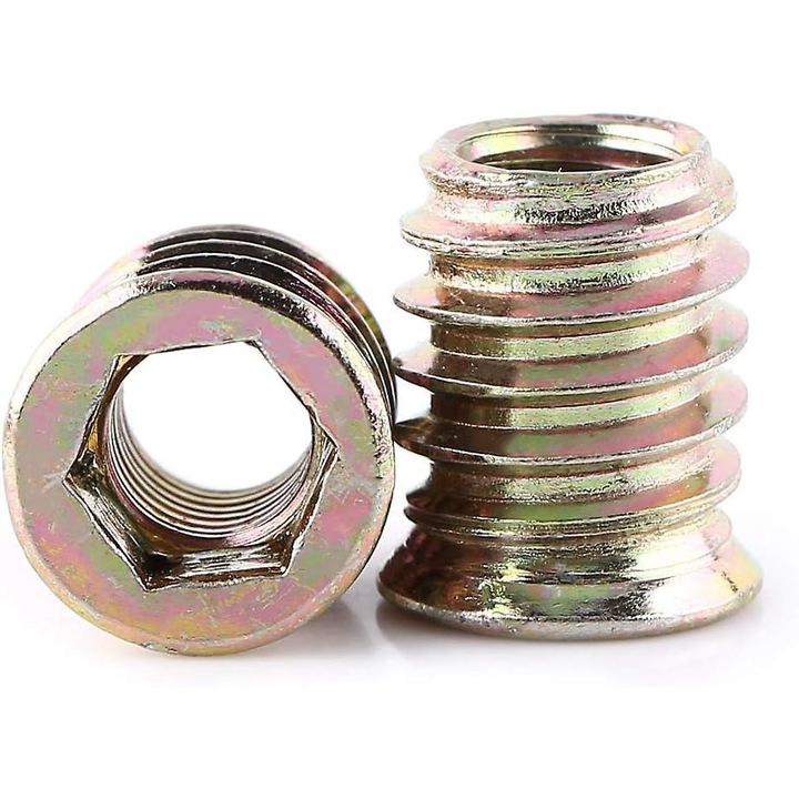 Nuclee filetate pentru mobilier, 20 buc, carbon zincat, M8x15mm