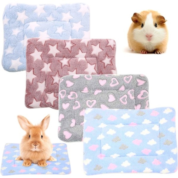 Set 4 perne calde pentru hamsteri, 30x40cm, material fleece, multicolor