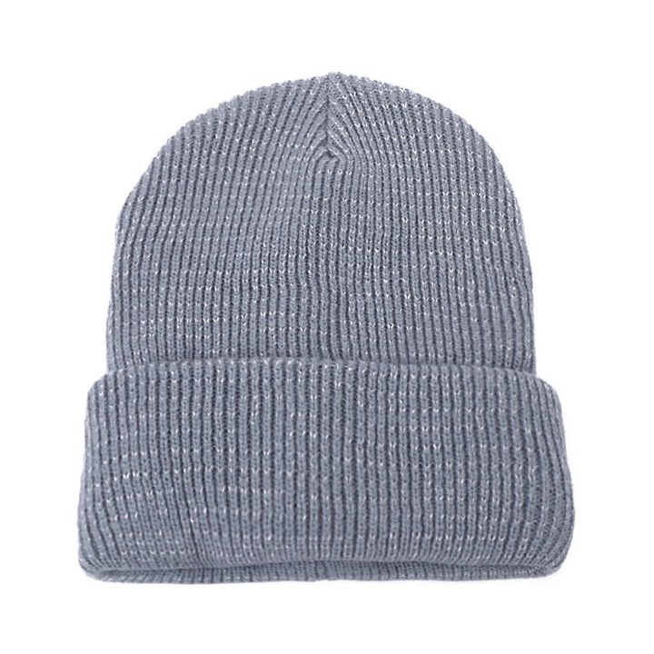 Плетена шапка с рефлектор, сив, унисекс, Един размер