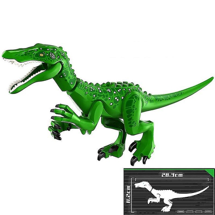 Set de blocuri de constructie dinozauri, T-rex, Quetzalcoatlus, Baryonyx, verde, 3+ ani