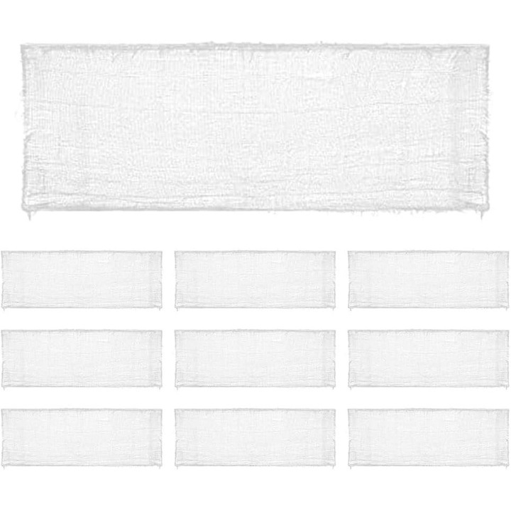 Set 10 x Gaze Neagra pentru Decorare Halloween, Alb