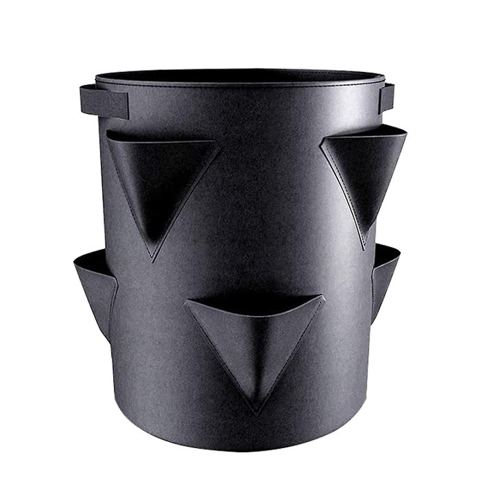 Ghiveci de plantare pentru capsuni, 20x28cm, material textil netesut, cu manere, reutilizabil