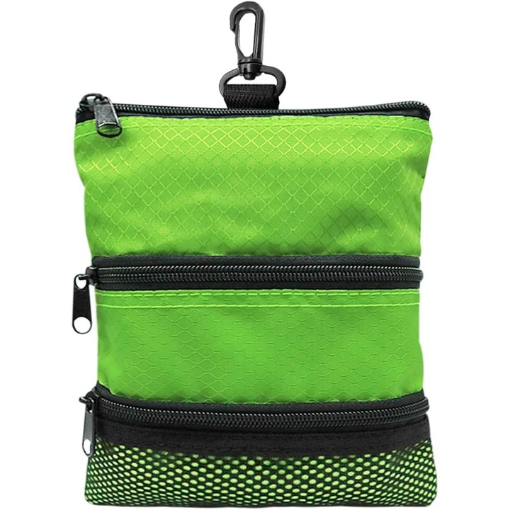 Geanta pentru mingi de golf, verde, cu buzunare multiple, design compact, pentru barbati si femei